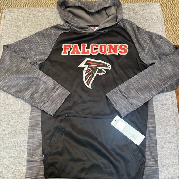 Black and gray Atlanta Falcons fleece lined hooded sweatshirt - Picture 1 of 7
